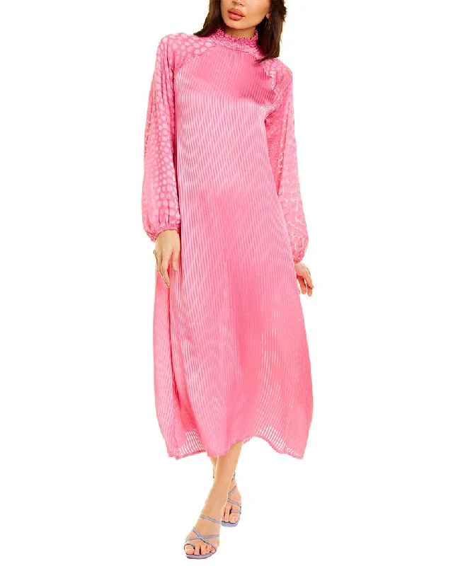 HOST&VAR Pink Cadillac High Neck Midi Dress