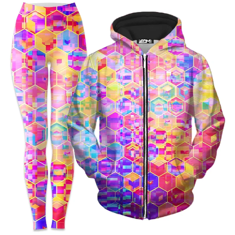 Spectral Cubes Zip-Up Hoodie and Leggings Combo