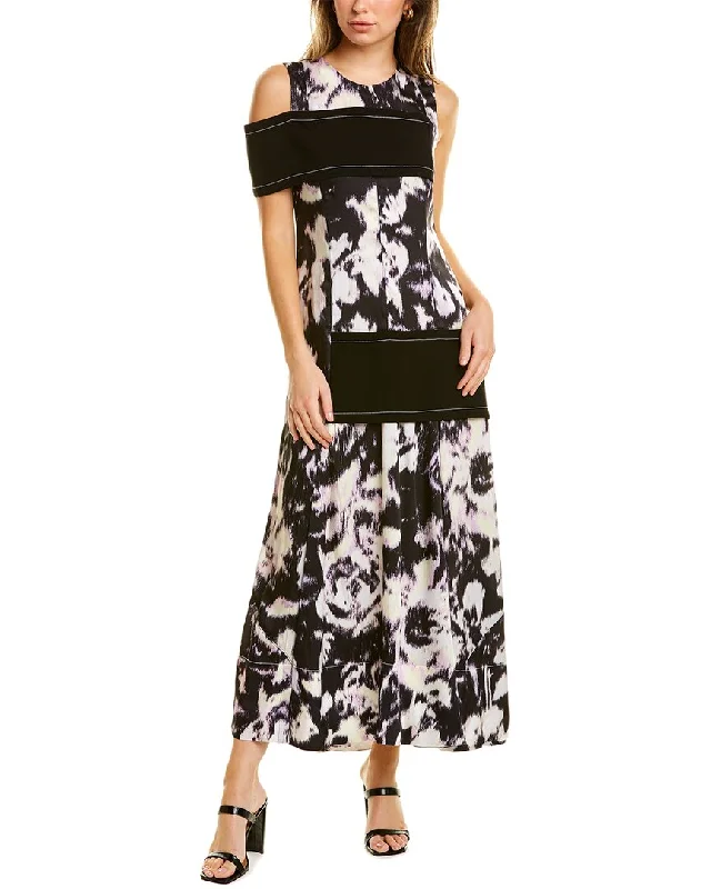 3.1 Phillip Lim Abstract Daisy Asymmetric Wrap Maxi Dress