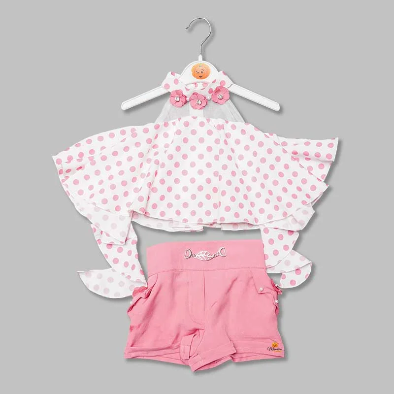 Off-Shoulder Western Wear For Girls And Kids With Polka Print