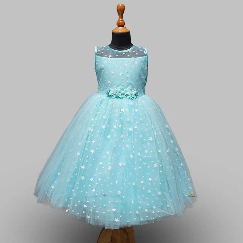 Peach & Turquoise Long Gown for Kids