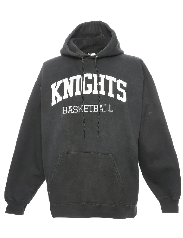 Basketball Printed Black Hoodie - L