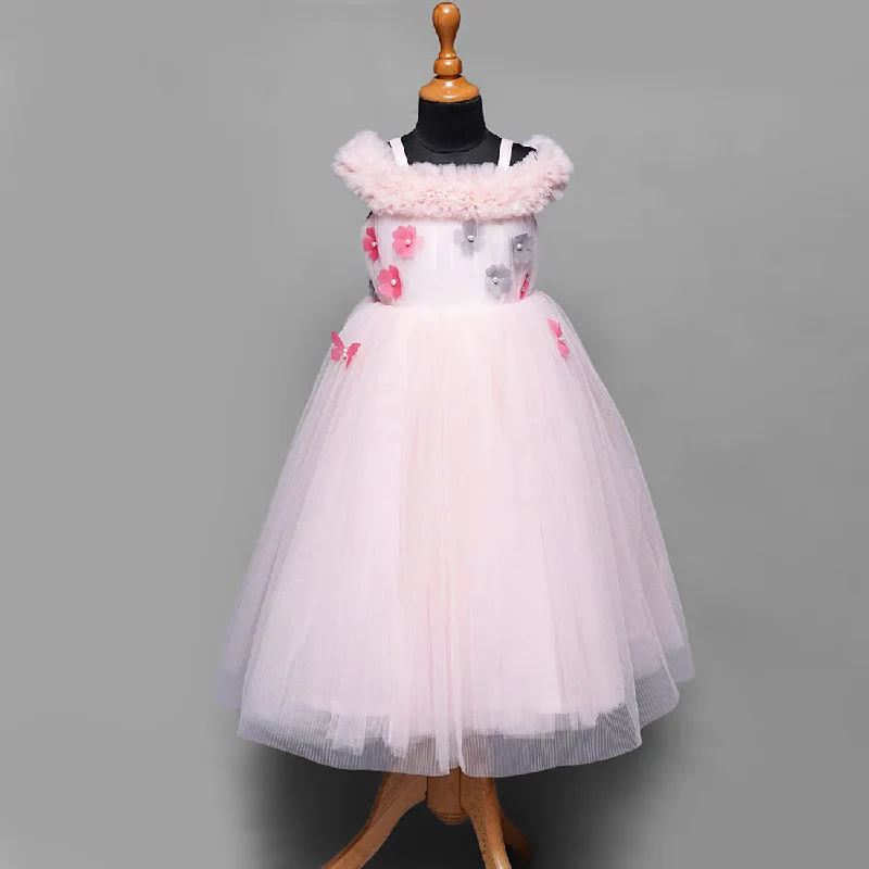 Pink & White Party Gown for Kids