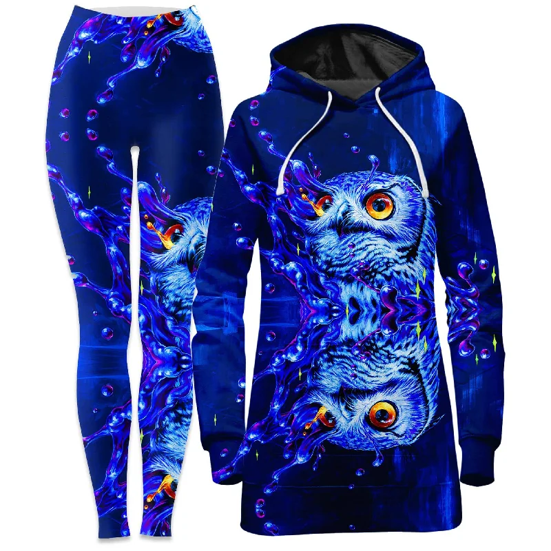 Lucid Owl Hoodie Dress and Leggings Combo