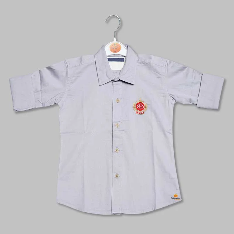 Plain Solid Shirt for Boys with Logo