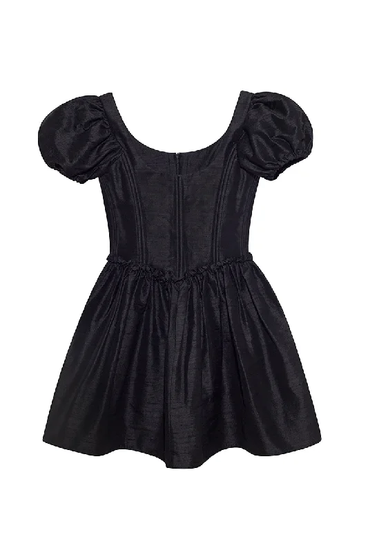 The Chloe Dress in Black Silk Dupioni