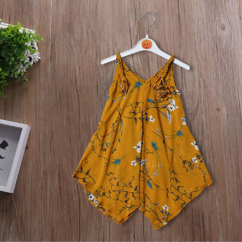 Mustard Printed Girls Midi