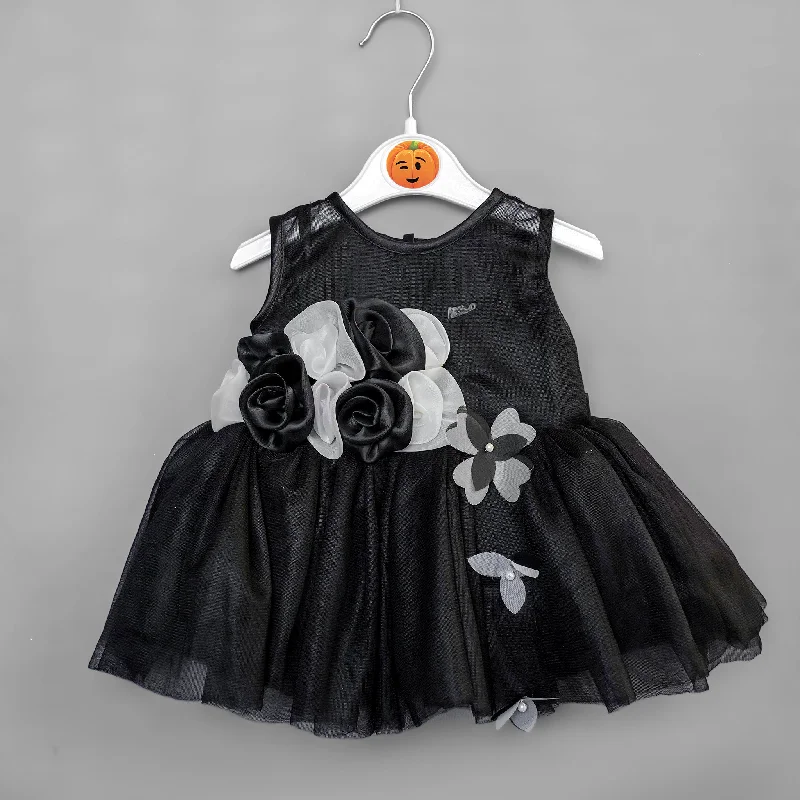 Floral Black Party Wear Frock for Girls