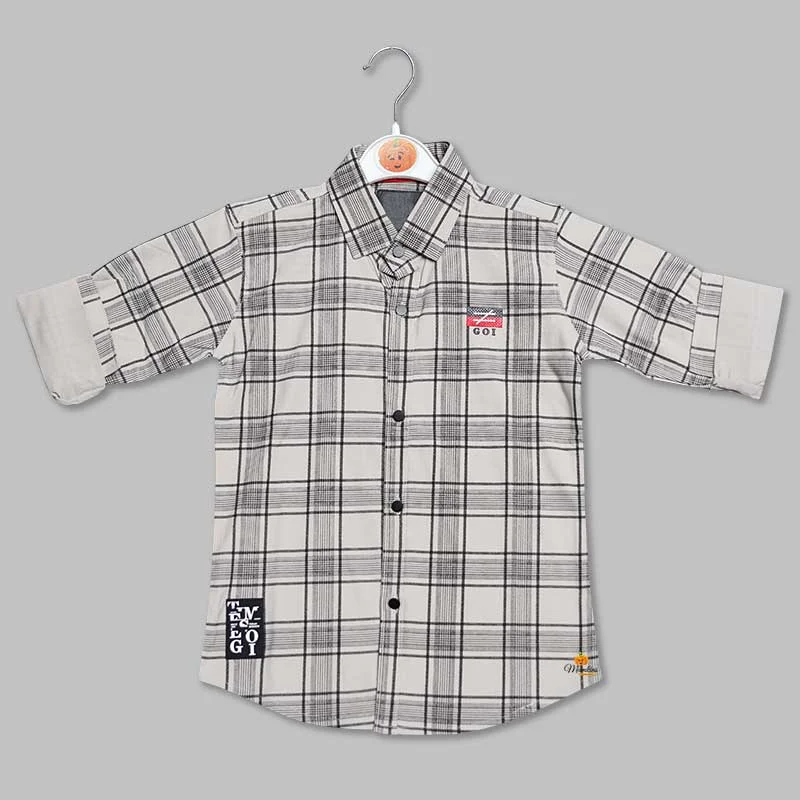 White Blue Checked Shirt for Boys