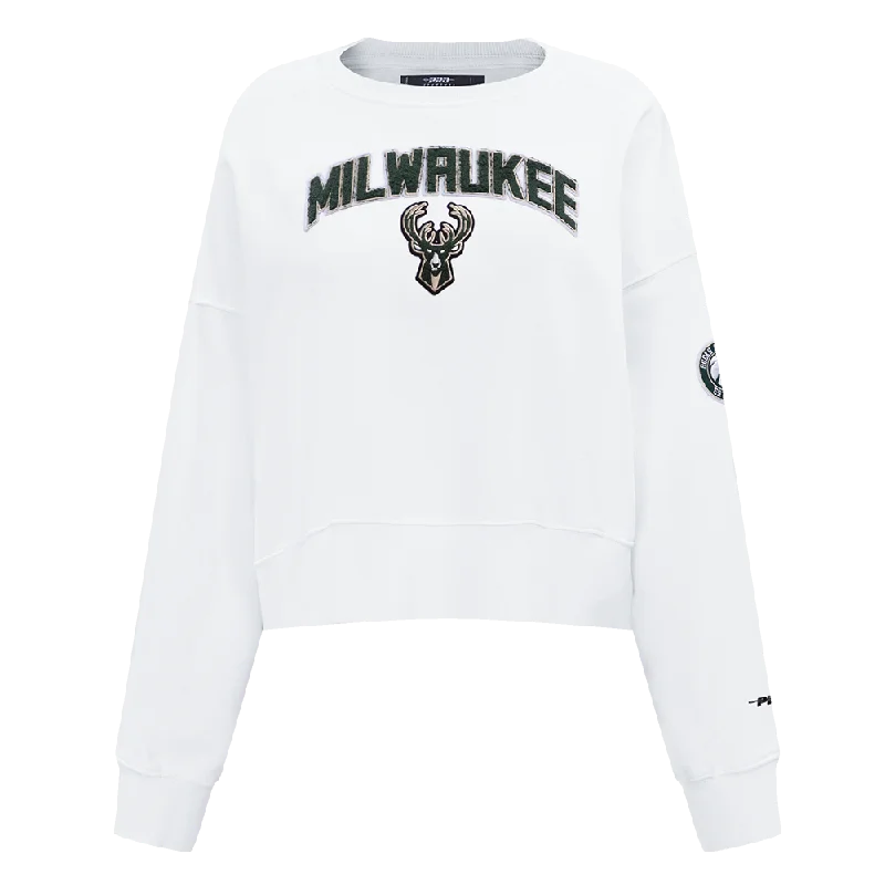 SUDADERA DE CUELLO REDONDO NBA MILWAUKEE BUCKS CLASSIC ESSENTIALS PARA MUJER