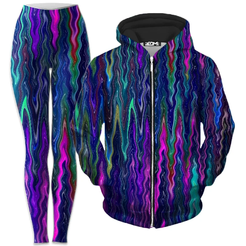 Cosmic Vibrations Zip-Up Hoodie and Leggings Combo