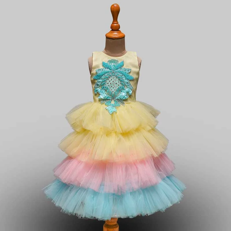 Multi Layered Long Kids Gown