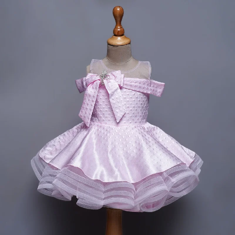 Pink Polka Dots Baby Frock with Bow