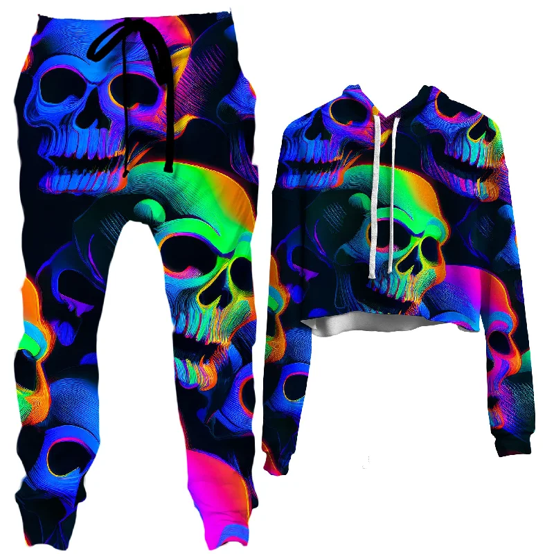 Psychedelic Nightmare Crop Hoodie and Joggers Combo