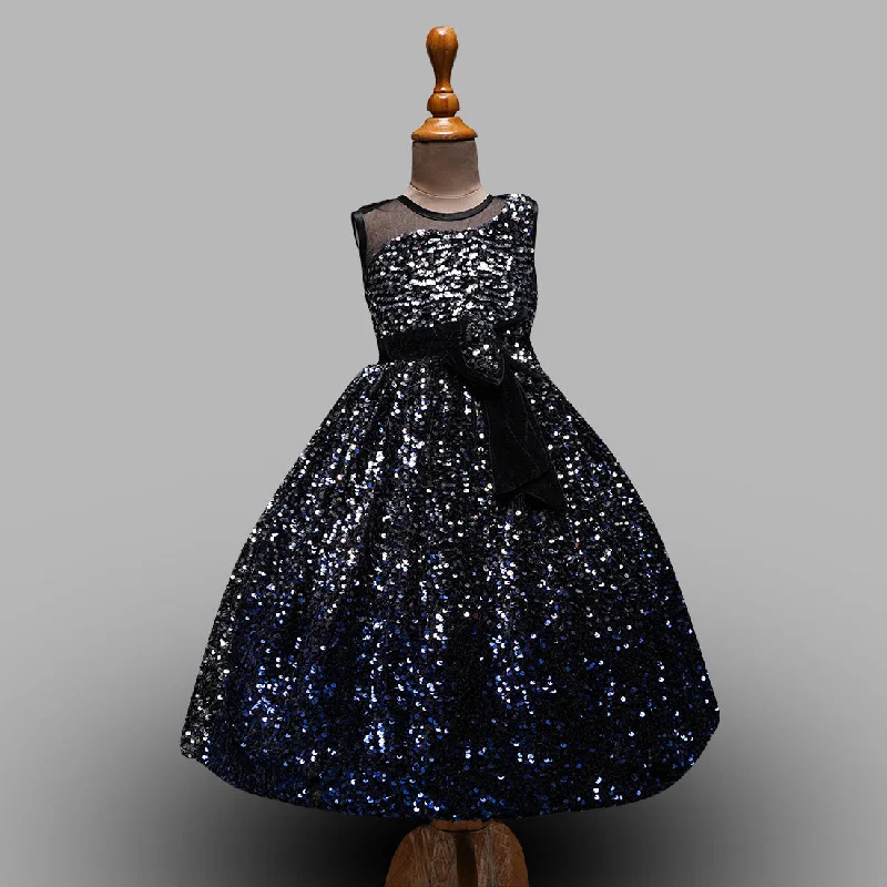 Navy Blue And Onion Long Gown For Kids