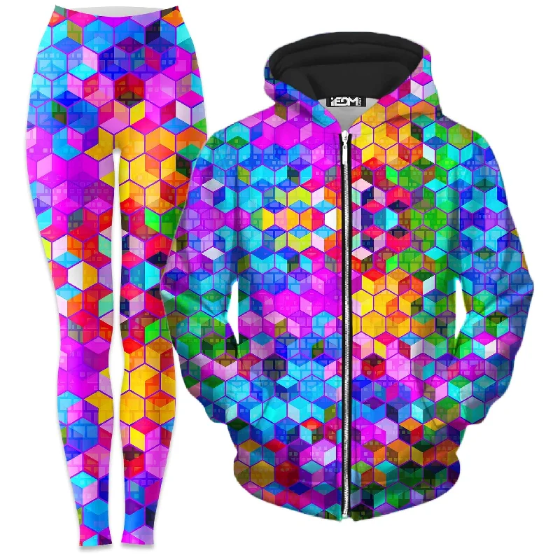 Cubism Zip-Up Hoodie and Leggings Combo