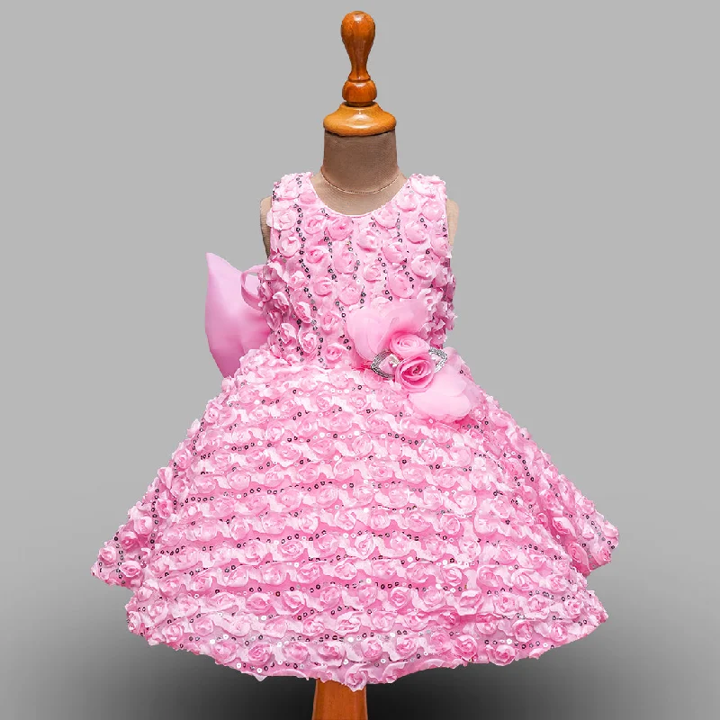 Party Wear Frock for Kid Girls with Flower Design