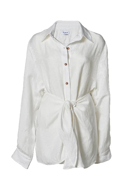 The L.A. Button-Down Wrap Dress in Linen Cupro