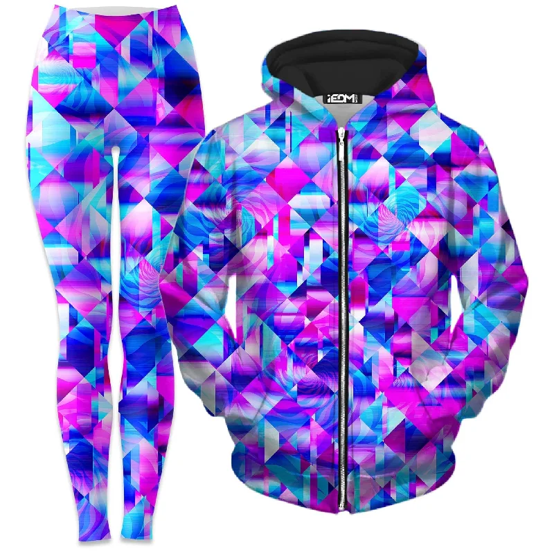 Blossom Trippy Zip-Up Hoodie and Leggings Combo