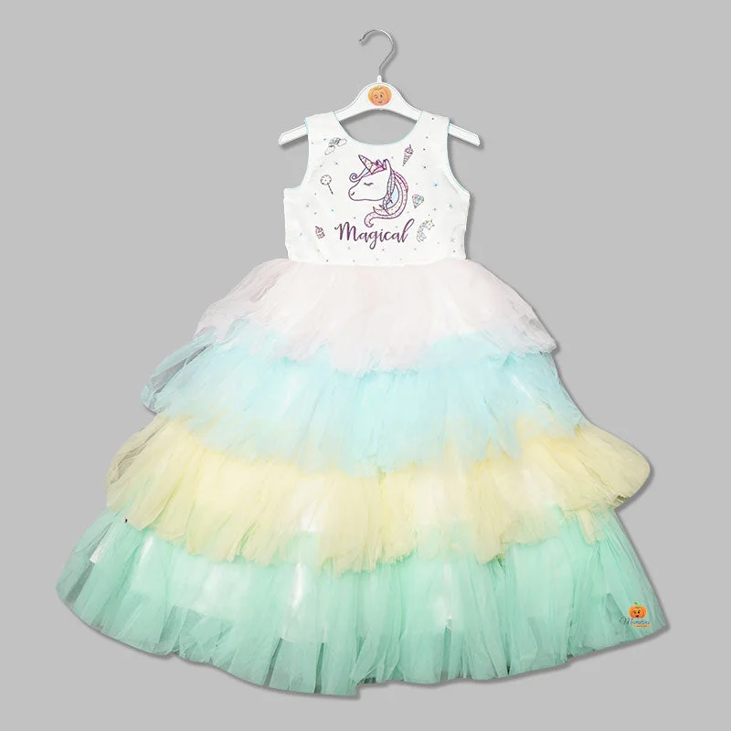 Unicorn Sleeve Less Gown for Kids