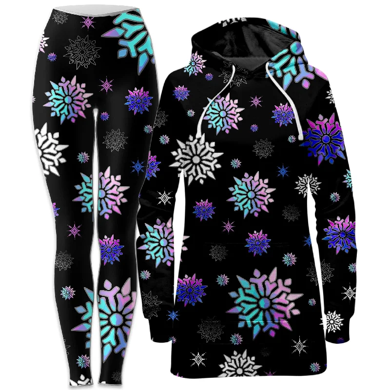 Festive Night Sky Hoodie Dress and Leggings Combo