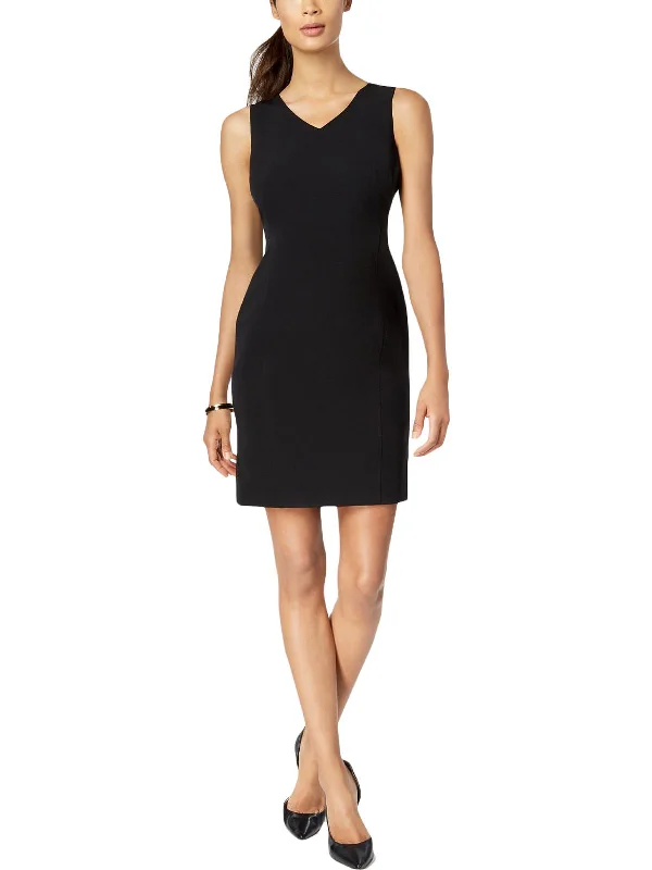 Petites Womens Work Short Sheath Dress