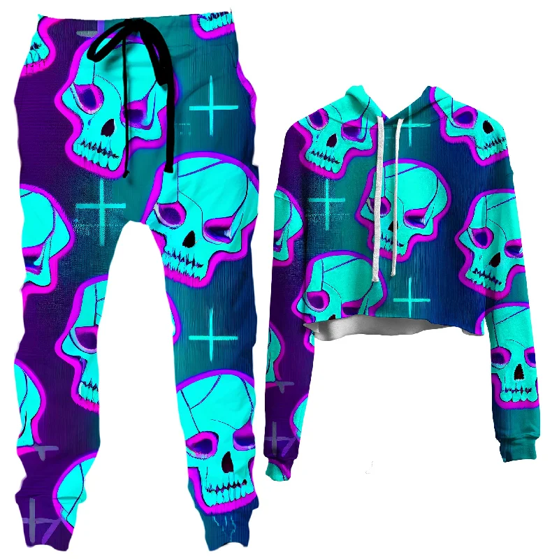 Neon Fright Crop Hoodie and Joggers Combo