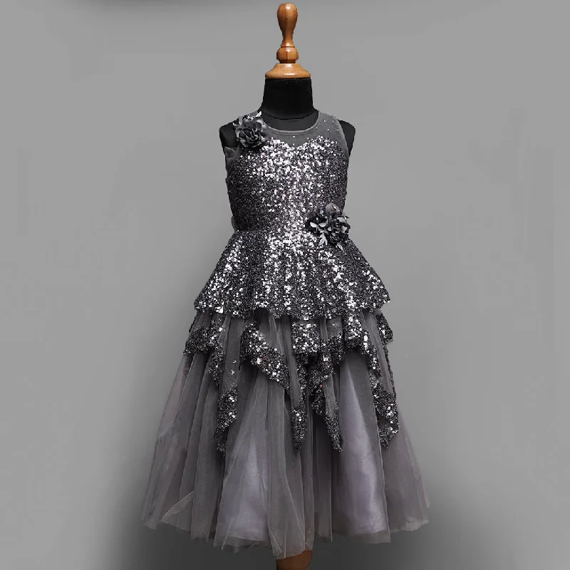 Grey Sequin Gown for Girls