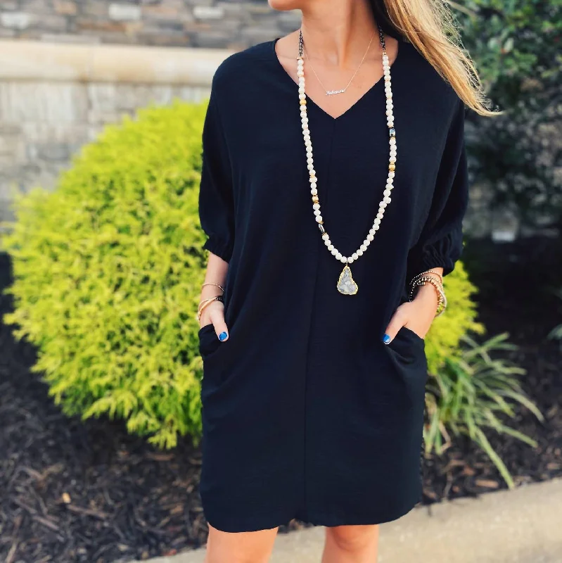 Dolman Sleeve Dress In Black