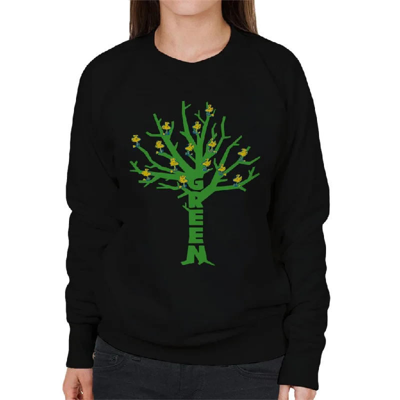 Peanuts Woodstock Green Tree Women's Sweatshirt