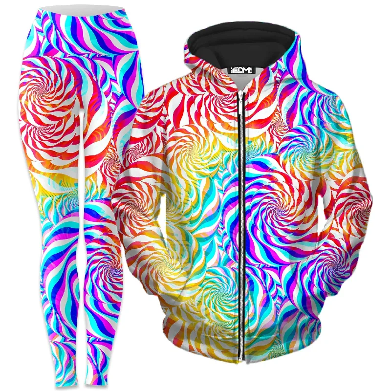 PLUR Rainbow Zip-Up Hoodie and Leggings Combo