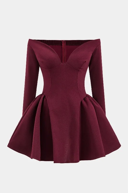 Off Shoulder Long Sleeve Mini Dress