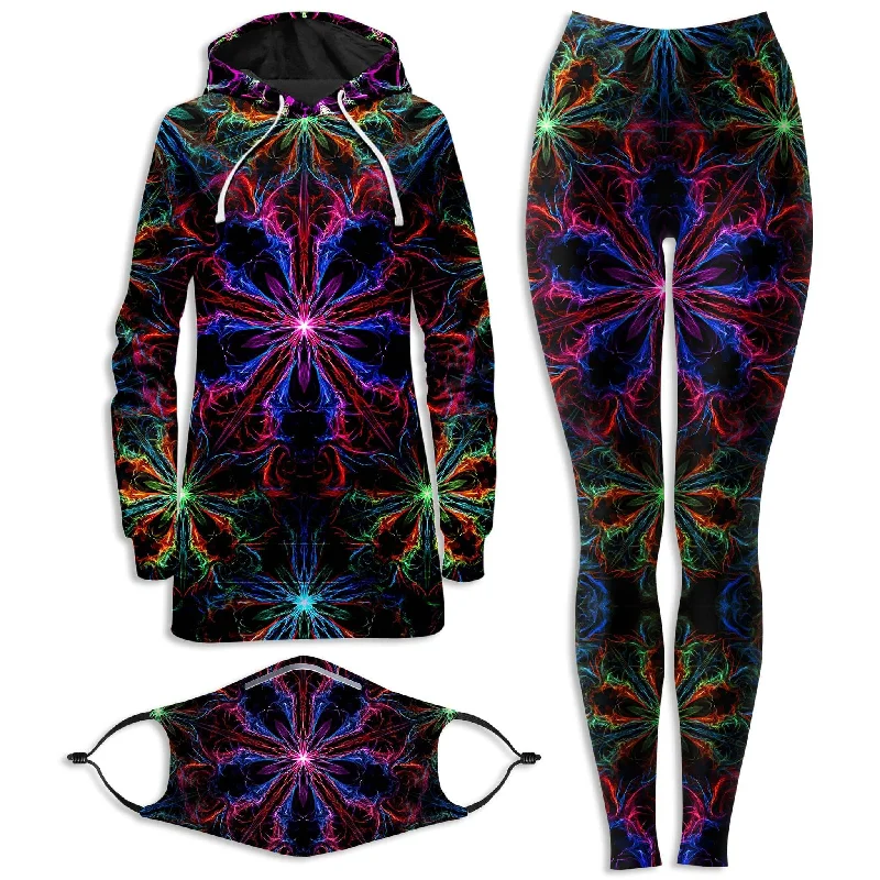 Man Trip Hoodie Dress and Leggings with PM 2.5 Face Mask Combo