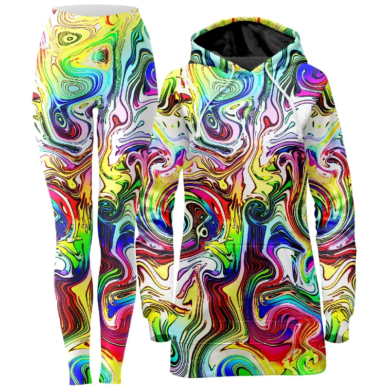 Swirly Gig Hoodie Dress and Leggings Combo