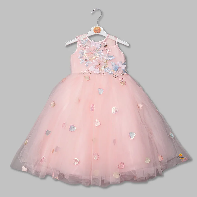 Floral Peach Gown for Girls