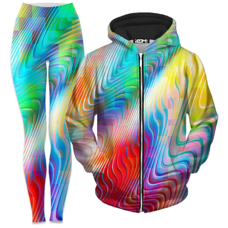 Rainbow Prism Zip-Up Hoodie and Leggings Combo