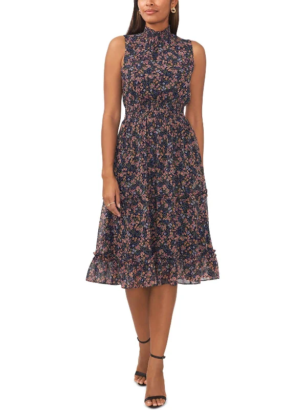 Womens Tiered Smocked Midi Dress