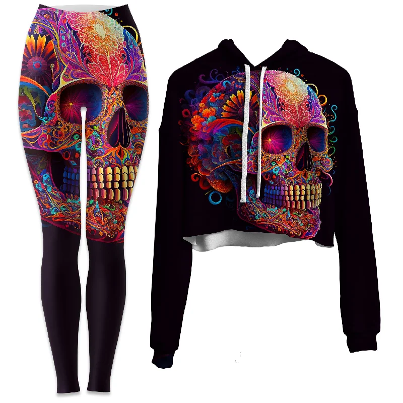 DOTD Skull Crop Hoodie and Leggings Combo