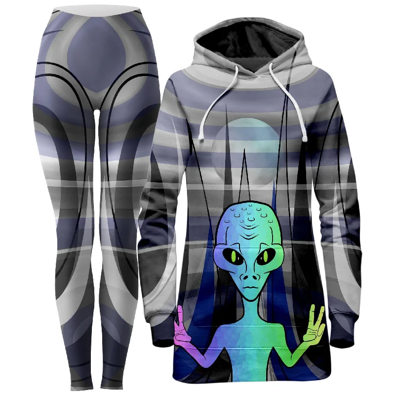 Alien Arrival Hoodie Dress and Leggings Combo