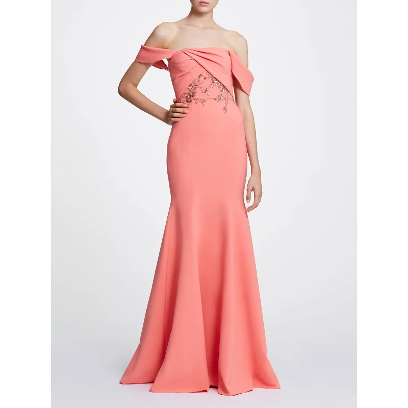 Off-The-Shoulder Crepe Gown