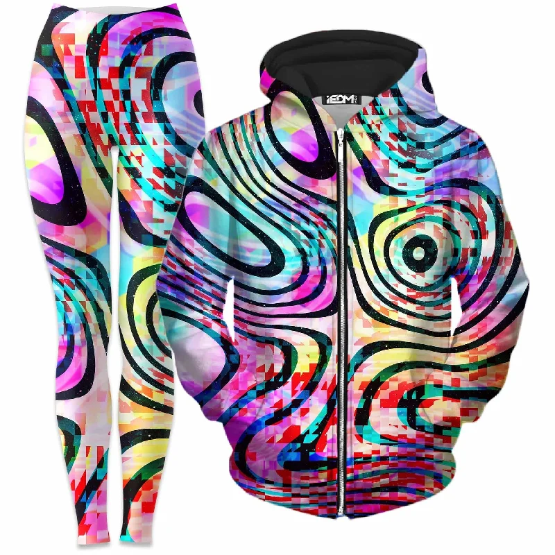 Psytrance Zip-Up Hoodie and Leggings Combo