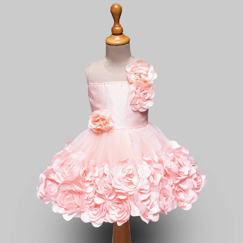 Peach & Pink Party Wear Frock for Girls