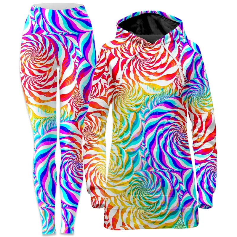 PLUR Rainbow Hoodie Dress and Leggings Combo