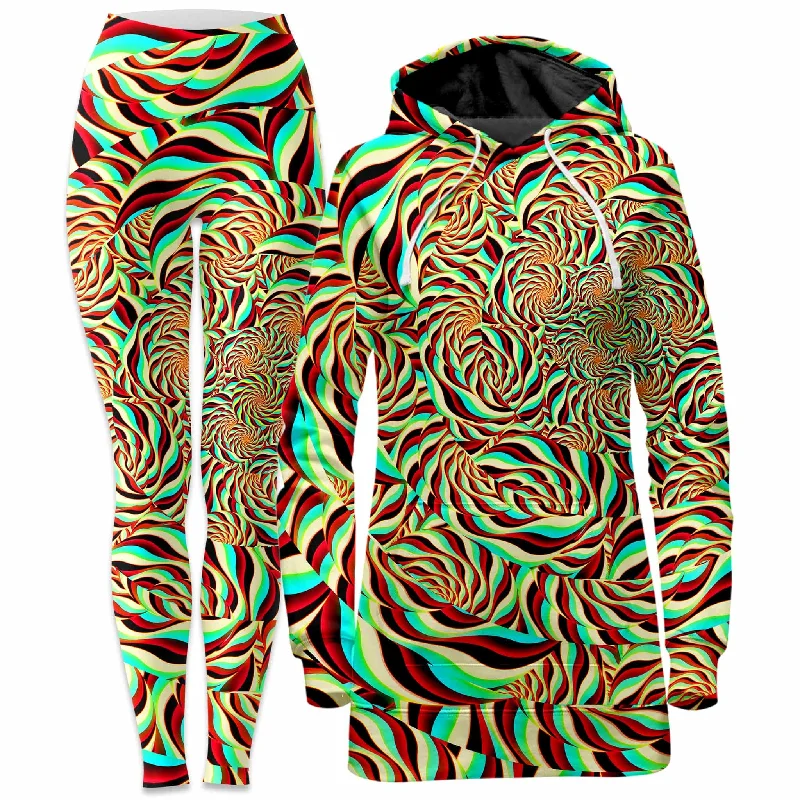 Horizon Trippy Hoodie Dress and Leggings Combo