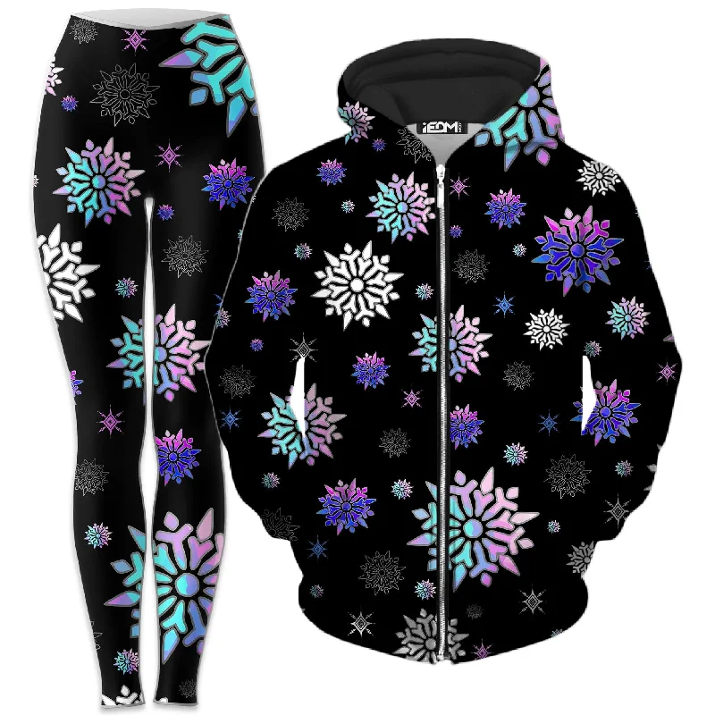 Festive Night Sky Zip-Up Hoodie and Leggings Combo