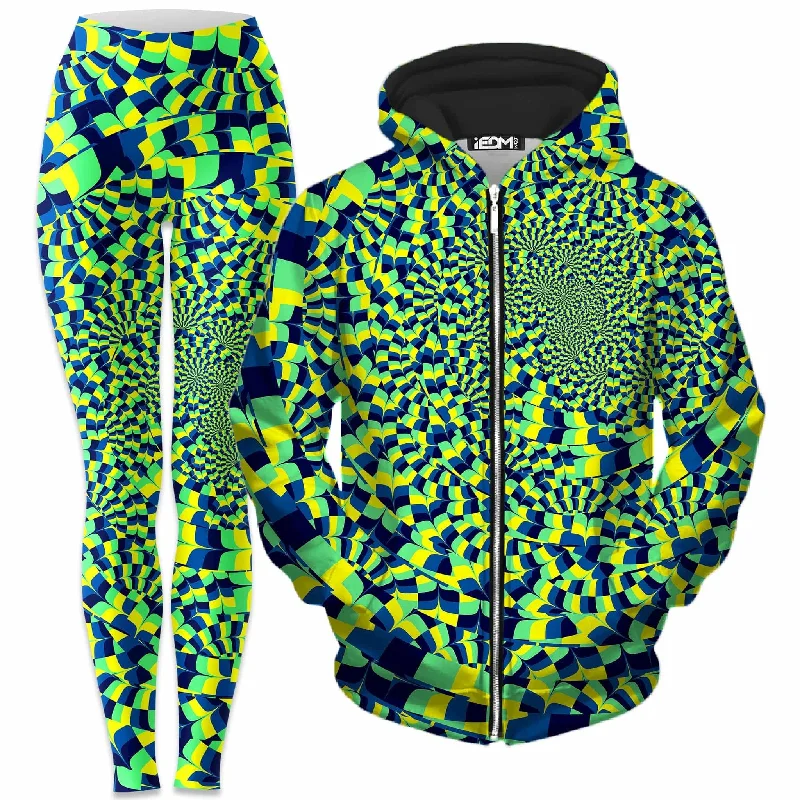 Green Portal Zip-Up Hoodie and Leggings Combo