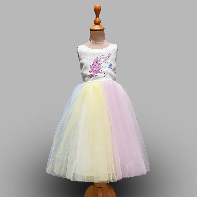 Multi Long Unicorn Gown for Girls