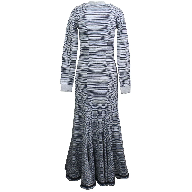 Grey Striped Printed Polo Dress