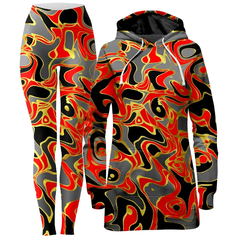 Abstract Journey Hoodie Dress and Leggings Combo