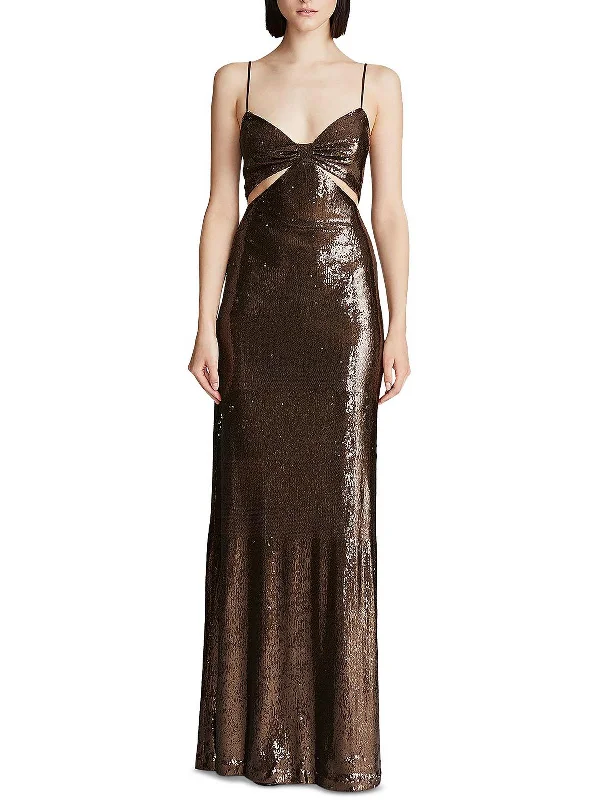 Chloe Womens Sequined Long Evening Dress